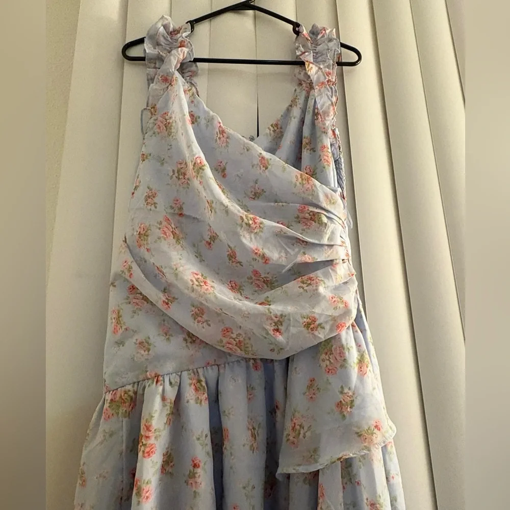 Abercrombie & Fitch Ruffle Strap Asymmetric Hem Maxi Dress Size LP Large Petite